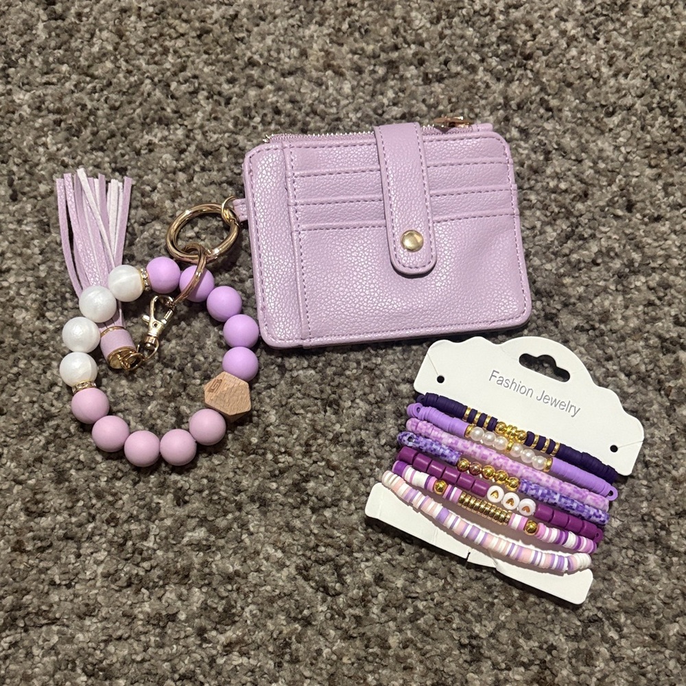 Lavender Card Holder and Bracelet Set